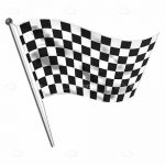 Checkered Racing Flag on a Pole with Wind Effect